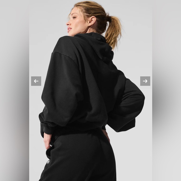 Alo Yoga NWOT Accolade Hoodie Black Size M oversized Unisex - Picture 3 of 10